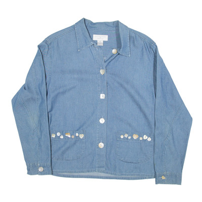 CHRISTOPHER & BANKS Jeanshemd Blau Langarm Damen S