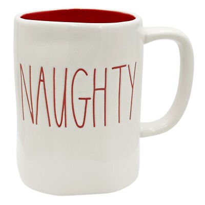 Rae Dunn ''NAUGHTY / NICE'' Mug Artisan Collection By Magenta White Red Interior
