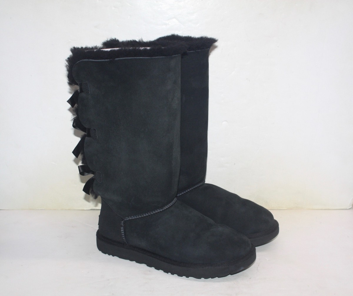 Authentic UGGS 1016434 Black Bailey Bow II Tall Boots Size US