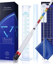 Hydrometer Test Kit, Triple Scale Alcohol Tester Hydrometer for Wine, Beer, K...