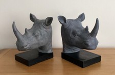 Rhino Heads Bookends Heavy Resin Construction Very Unusual And Attractive