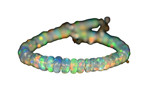Bracelet Perles Opale De Feu D'Éthiopie Naturelle Wello - 7,5mm, 19,1cm, 18 Carats