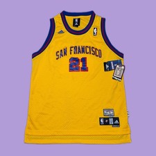 Rare BNWT Kids 2000s Adidas NBA Golden State Warriors Ronny Turiaf Jersey Size L