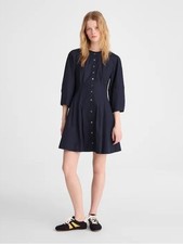Madewell Sculptural-Sleeve Pleated Mini Dress classic navy Size 2 NWT
