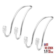 2PCS Car Headrest Hook, Bling Diamond Auto Hooks Stainless Steel Backseat White