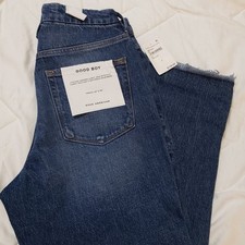 Good American Good Boy Indigo size 4/27 NWT wider leg high rise curvy jeans