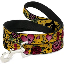 Dog Leash Mom & Dad C/U Yellow NARROW 0.5"