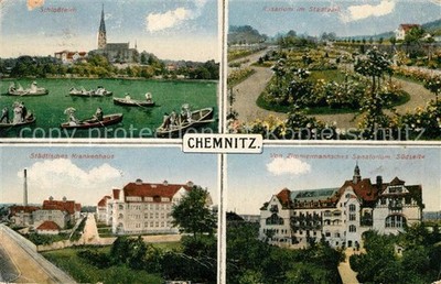 CHEMNITZ Sachsen Schlossteich Rosarium Stadtpark Staedtisches Krankenhaus Sanato