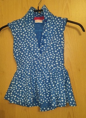 Kleid Kurzarm Mädchen Baby Blau Mit Blümchen Größe 80 Liegelind Sommer