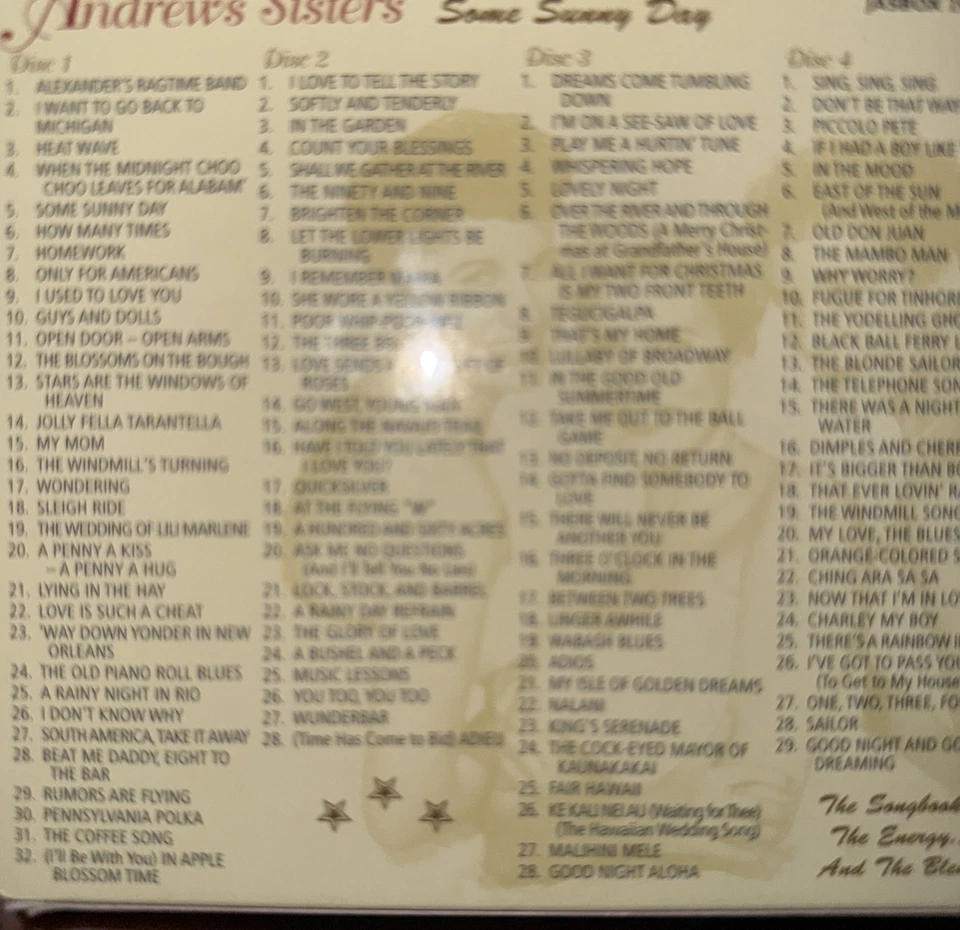 Andrews Sisters ‘Some Sunny Day’ 4CD Set EX Condition Foto 2 de 4