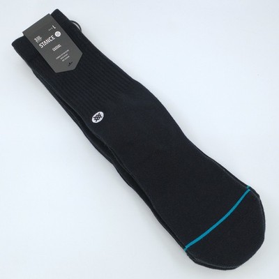 Stance Men's Icon Solid Color Cotton Crew Sock - Black/Black - Large - 3-PACK