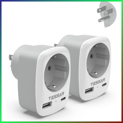 TESSAN Reiseadapter Set 2er USA Steckdose USB C/A für Kanada Mexiko