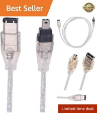 Reliable 6-Pin to 4-Pin Firewire 1394 Cable, 400 Mbps, Plug-and-Play, 2.5 Ft