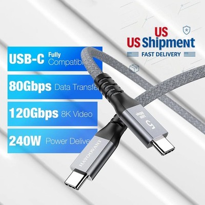 Braided Thunderbolt 5 Cable 3.3ft 80Gbps & 240W Fast Charging USB-C to USB-C USK