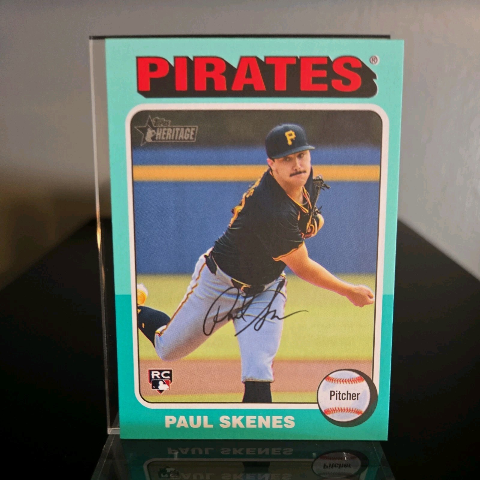 PAUL SKENES - 2024 Topps Heritage High Number - #594 Aqua Border SP RC