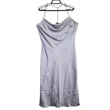 Womens Express Lavender Midi Satin Slip Dress Spaghetti Straps Cowl Neck Size M