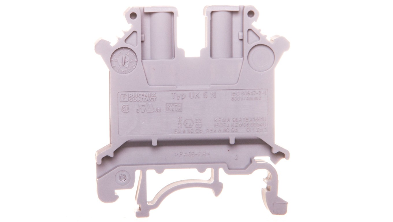 Rail Connector 2 Core 2.5mm² Grey UK 5 N 3004362 BE1