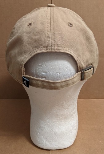 Atlanta Braves Khaki Tan/Red Logo Baseball Hat Cap Adjustable Belt 100% Cotton - Picture 5 of 11