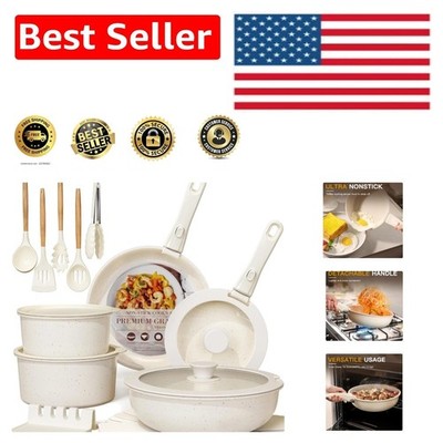 Astercook 21-Piece Nonstick Ceramic Cookware Set - Removable Handles, Oven Safe