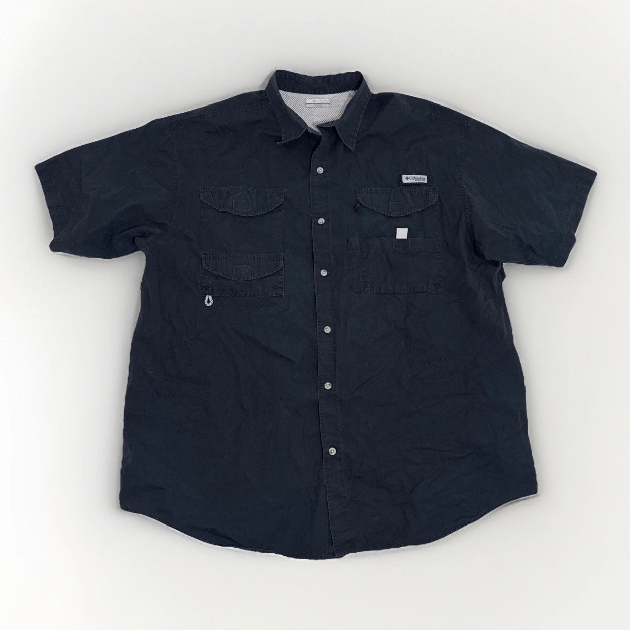 Columbia PFG Vented Short Sleeve Fishing Shirt Black Mens 2XT Tall