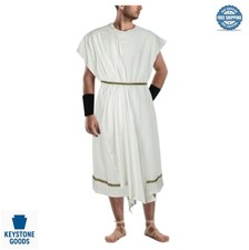 Men Greek God Costume Adult Roman Toga Set 4 Pieces Tunic Belt Wristbands