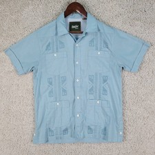 Howler Bros Shirt Men's M Blue Hermanos Embroidered Short Sleeve Button Up