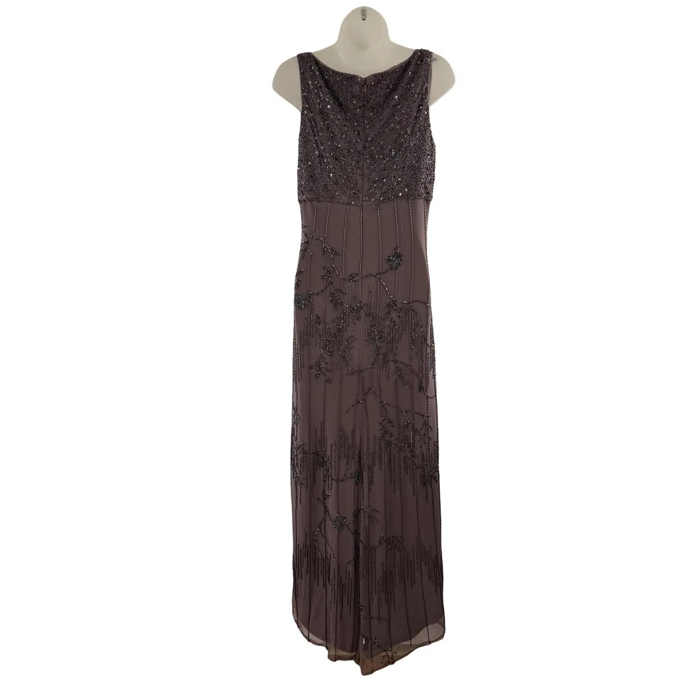 Bob Mackie Gown Dress Womens 8 Mauve Beaded Sequin Cowl Neck Formal Evening Maxi - Image 4 of 4