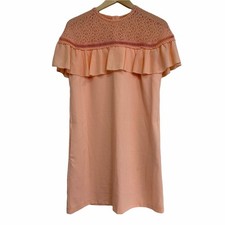 GIANNI BINI Dress Size Medium Sady Peach Lace Ruffles Crochet Coastal Wedding