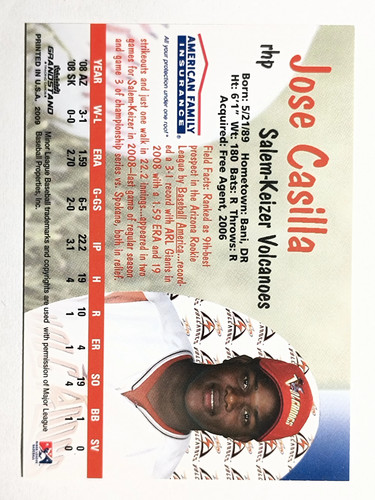 2009 Salem-Keizer Volcanoes Grandstamd #6 Jose Casilla - Picture 2 of 2