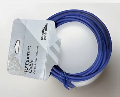 Cat6 Ethernet Patch Cable 10ft Blue RJ45 LAN High Speed Internet