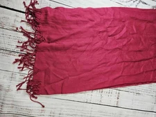 Vtg Cejon Pink Magenta Scarf Shawl 26 3/4×74" + Fringe Beautiful Vibrant Color