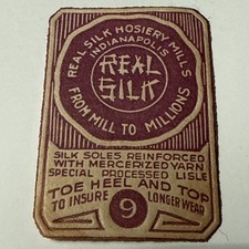 1920s Real Silk Hosiery Mills Label Indianapolis Indiana Toe Heel Top 9 Vtg