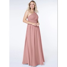 Azazie Molly One Shoulder Chiffon Dress Womens 6 Dusty Rose A-Line Bridesmaid