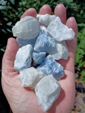 Blue And White/Clear Calcite Roughs All Natural Untreated 1/2 Pound