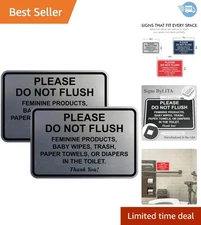Professional Bathroom Sign Set: 6" x 8" 'Do Not Flush' - Brushed Silver Finish