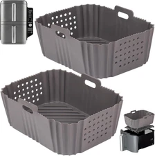 BYKITCHEN Silicone Air Fryer Liners for Ninja SL401 Double Stack 2 Basket Airfry