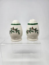 Spode Christmas Tree Mistletoe Salt and Pepper Shakers Set Made In England