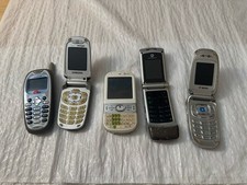 Lot of 5 Vintage Flip Candybar Cell Phones Samsung Motorola Kyocera AS-IS