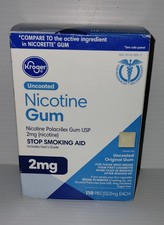 KROGER 2mg Uncoated Nicotine gum/1 Box - 110 Total pcs. Sealed 8/26 Stop Smoking