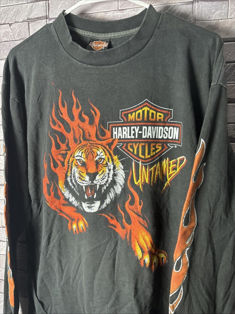 Harley Davidson Flame Tiger 90s Ｔシャツ Harley Davidson 1994 Tiger Flame Tee | Vintage High Line