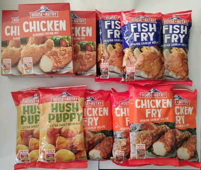 Variety 12 Pack House Autry Seasoned Frying Mix, Chicken Fish & Hush Puppy