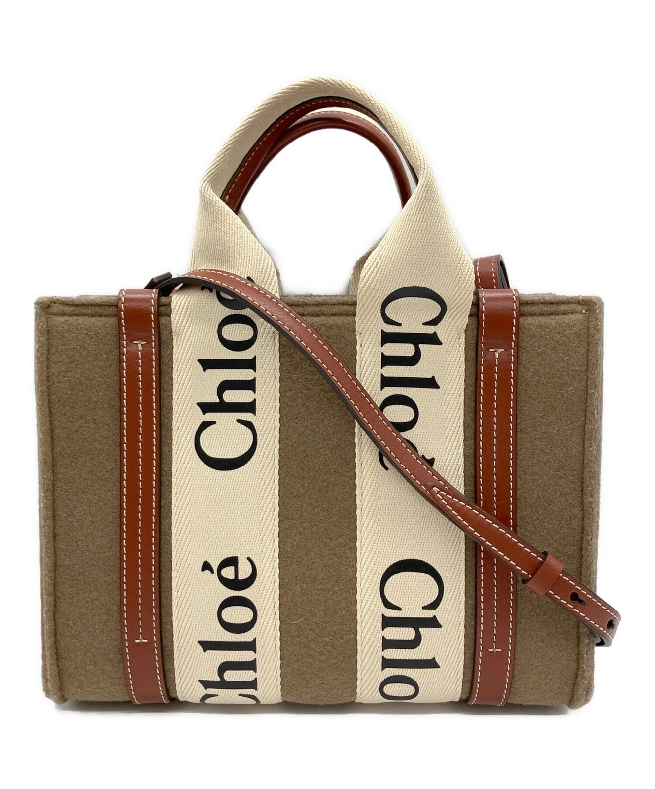 Chloe — Chloe Woody Small Tote Bag CHC21WS397F3726E Ivory #TFB5449
