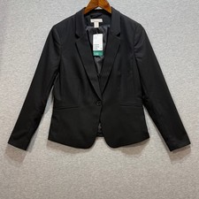 H M Blazer Women Medium Black Single Button Professional Officecore Career