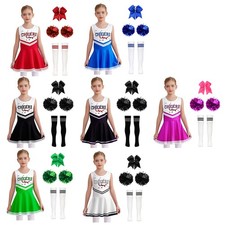 Kids Girls Outfits Color Contrast Cheerleading Dance Costumes Birthday Suit
