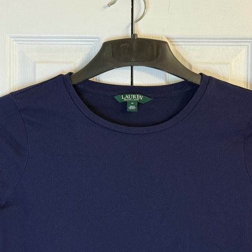 Lauren Ralph Lauren Knit Top Tie Sleeve 3/4 Sleeve Navy Blue Size M Classic - Picture 2 of 7