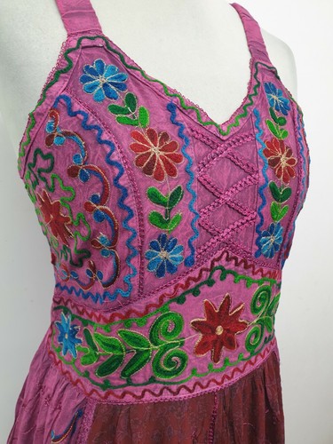 Maxi Dress Medieval Hippie Renaissance Boho Embroidered One Size 12 14 16 - Picture 22 of 66