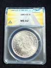 1883 CC MORGAN SILVER DOLLAR ANACS MS 62