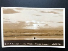 Old Vintage "A SUNSET ON THE OREGON COST HIGHWAY ." Postcard Made in USA
