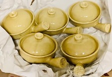 5 Thai Celadon Pottery Soup Bowls with Handles and Lids excellent cdn