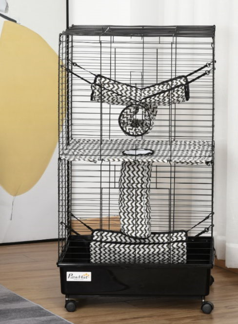 Small Animal Habitat Pet Play House for Ferret w/ Wheels Hammocks Tunnels